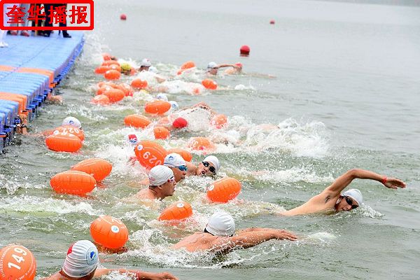 2014年6月21日，2014年全国公开水域游泳系列赛（聊城站） 比赛现场。 