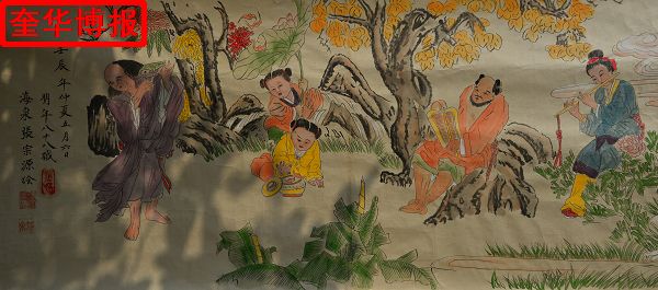 2014年9月22日， 今年89岁的山东省茌平县杜郎口镇张海子村老画家张宗源的绘画作品