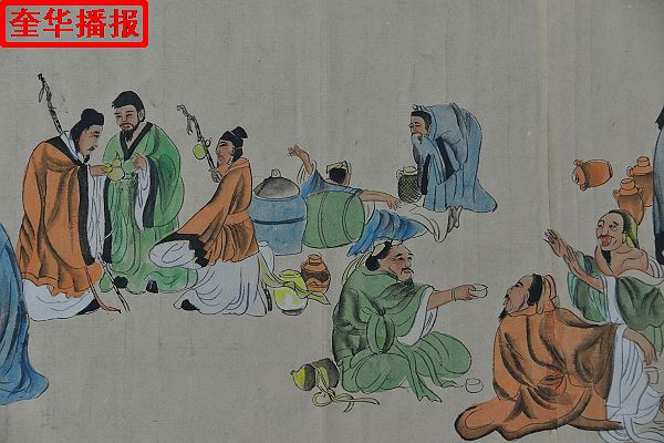 山东：89岁老翁张宗源手绘醉仙图局部。