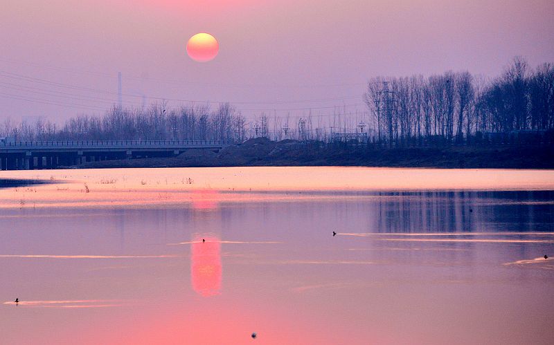 山东聊城：夕阳相约徒骇河